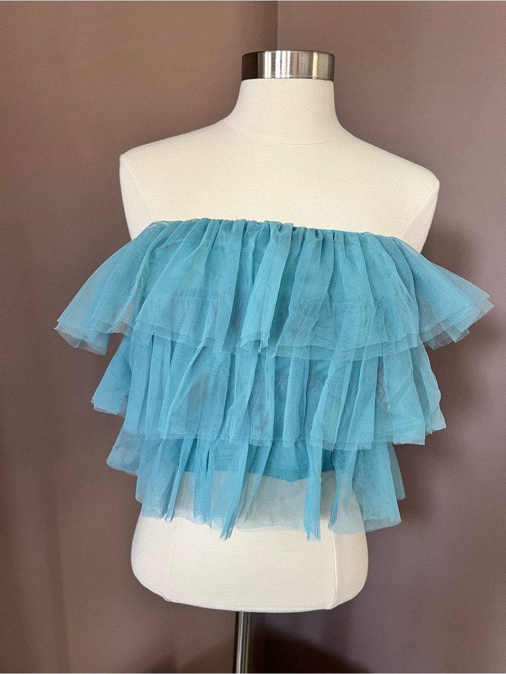Le Lis Tiered Ruffle Tube Top - Light Blue